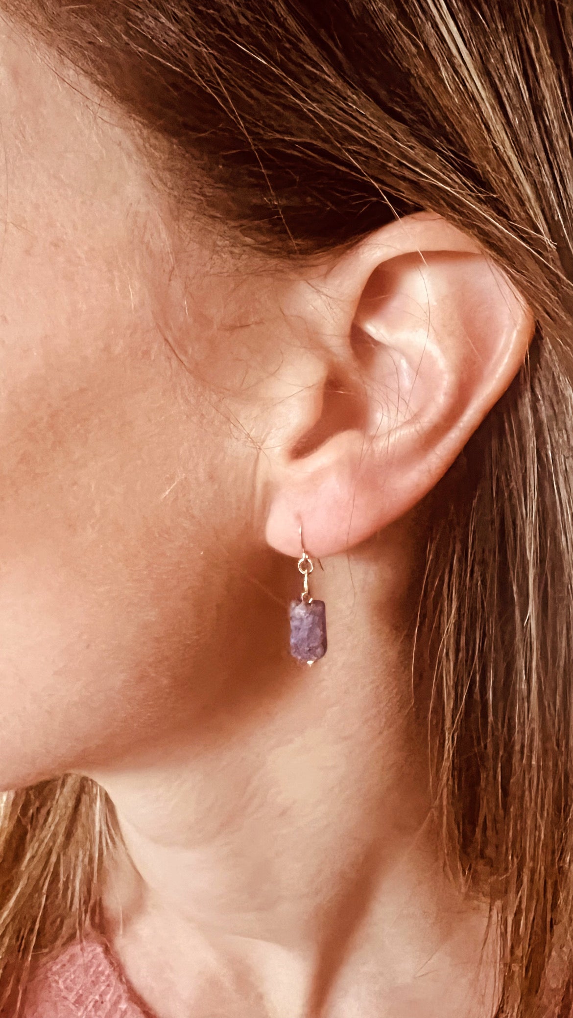 - ASCENSION -Boucles – Lépidolite & plaqué or 18k