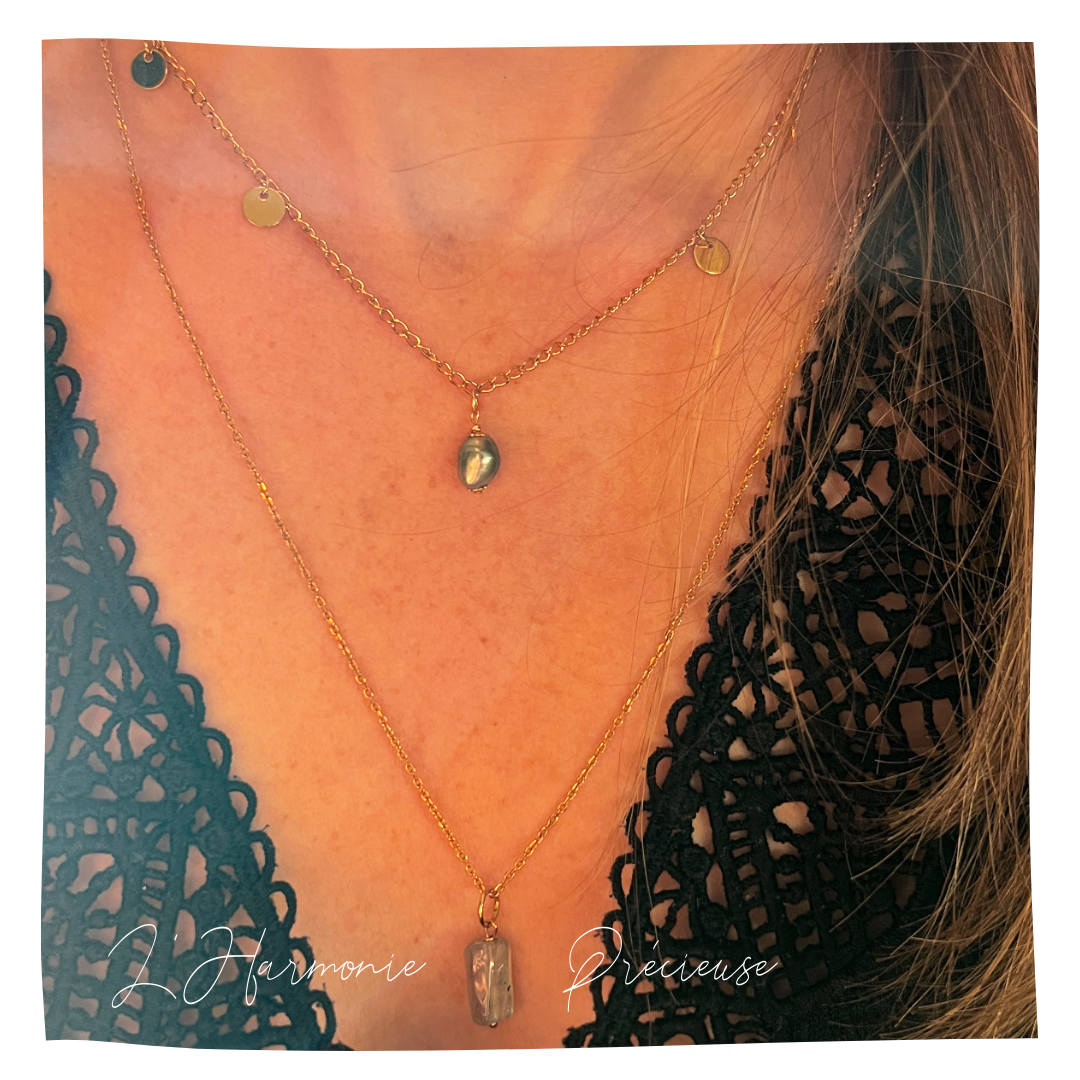 ~Skyrider ~ Collier Amulette – Labradorite – Plaqué or 18k – Lady Lindy
