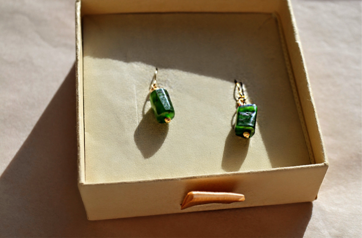 - PIONNIÈRE - Boucles– Jade Néphrite & plaqué or 18k