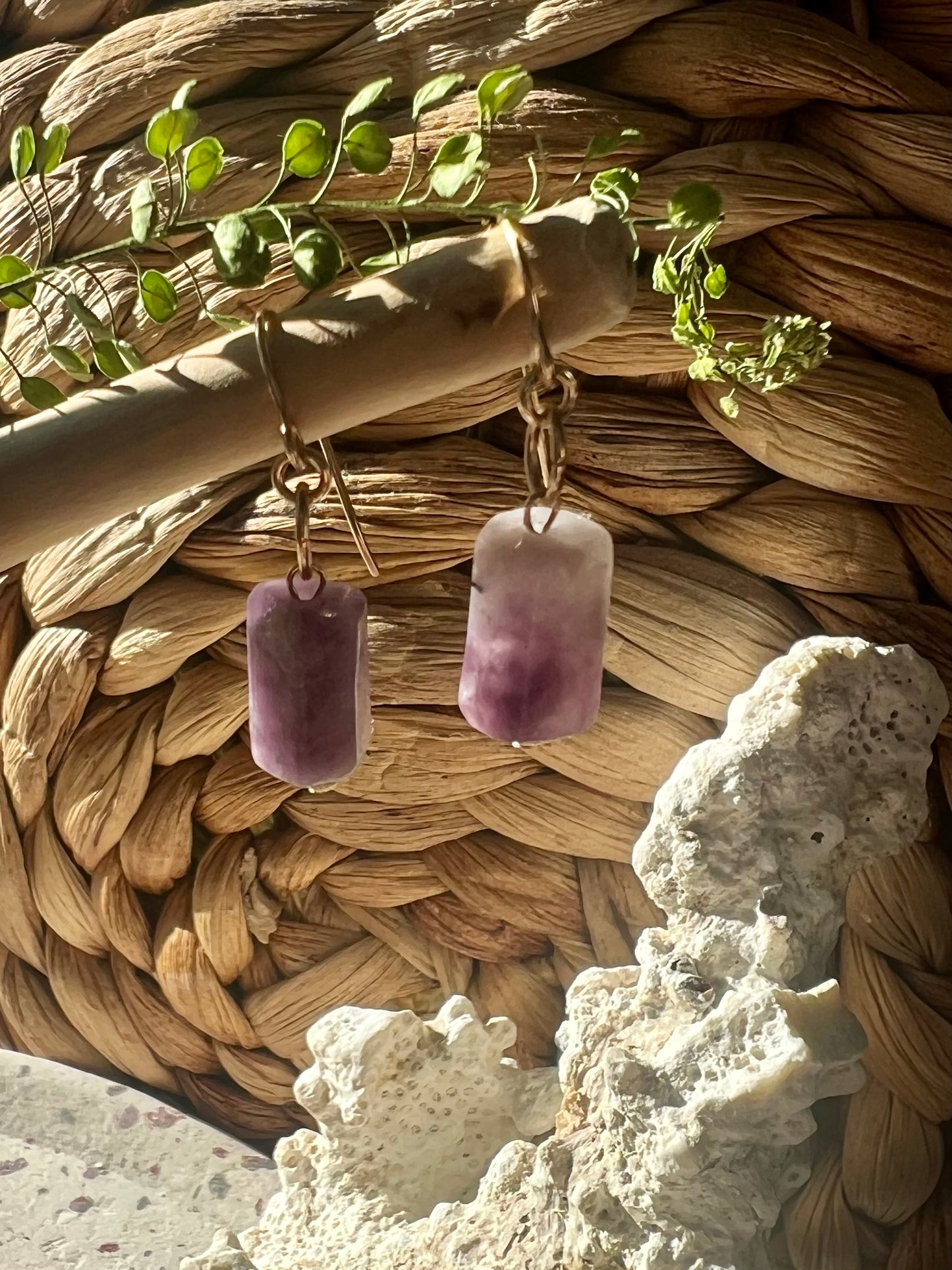 - ASCENSION -Boucles – Lépidolite & plaqué or 18k