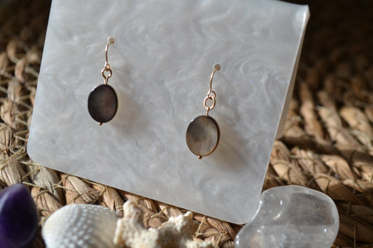 Boucles Oreilles petite nacre de Tahiti - plaqué or 18k -  MOANA