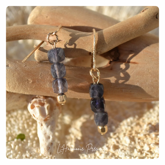Boucles d’Oreilles - Iolite - plaqué or 18k - Lady Lindy