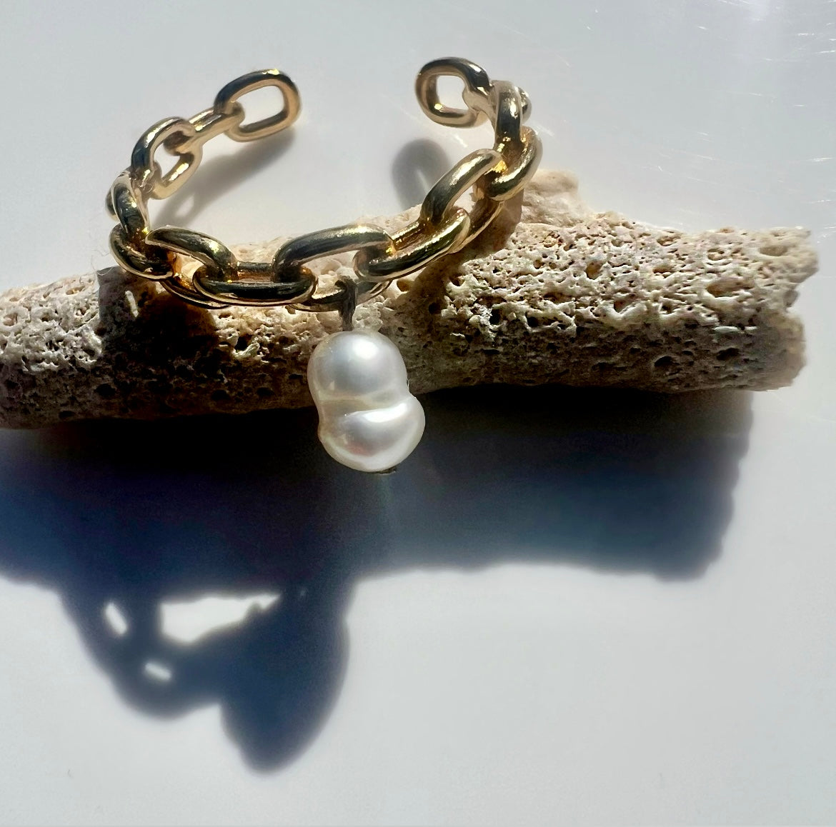 – Vaitea – Bague – Keshi de Tahiti – Plaqué or 18k – Moana