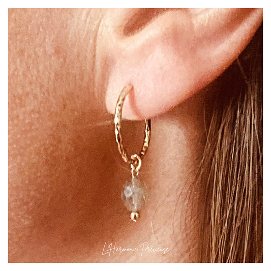 Boucles d’oreilles-  Labradorite - plaqué or 18k - Jeanne Baret