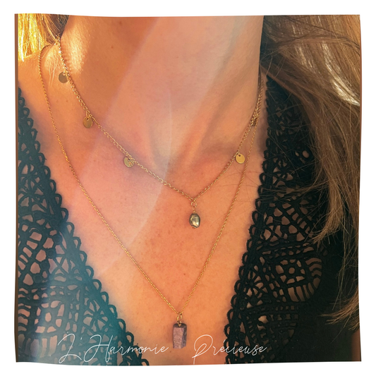 ~Transcendance ~ Collier Amulette – Charoïte – Plaqué or 18k – Junko Tabei