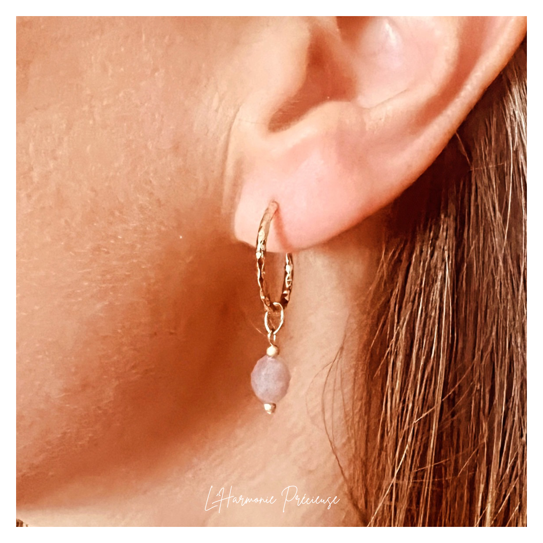 Boucles d’oreilles Quartz Rose - plaqué or 18k - Jeanne Baret