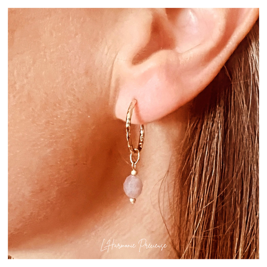 Boucles d’oreilles Quartz Rose - plaqué or 18k - Jeanne Baret