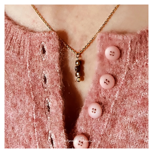 - ALTAIR- Collier amulette – Pietersite – plaqué or 18k –