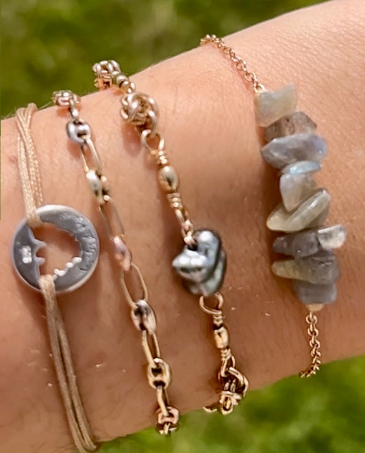 – Noctua – Bracelet – Labradorite – Plaqué or 18k – Lady Lindy
