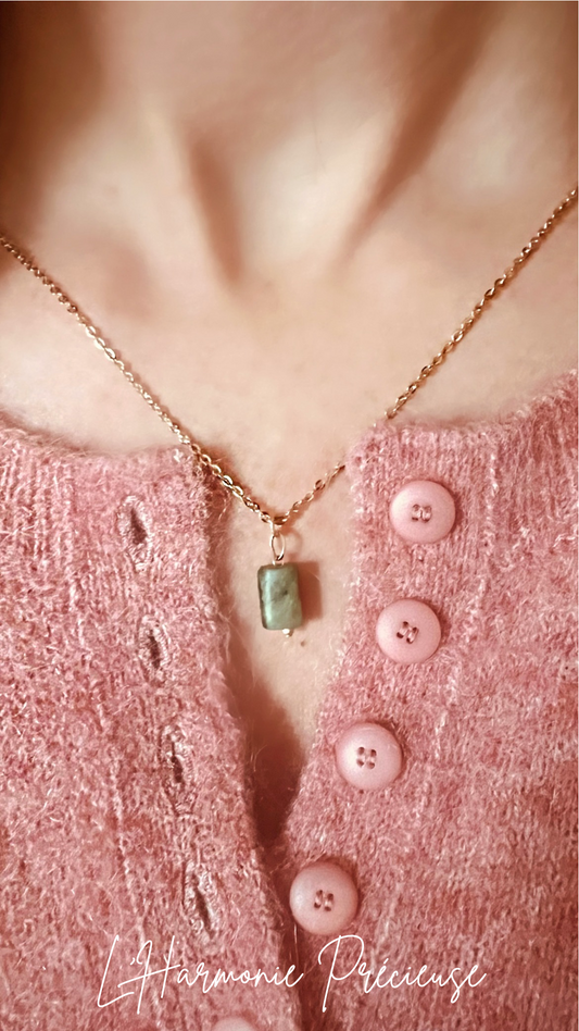 - ALTITUDE - Collier – Jade Néphrite & plaqué or 18k (60 cm)