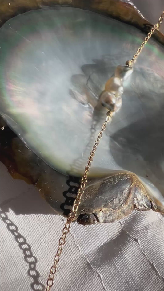 – VAHINE – Collier – Keshi de Tahiti – Plaqué or 18k – MOANA